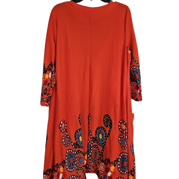 Orange Floral Open Front Cardigan - Picture 2 of 13